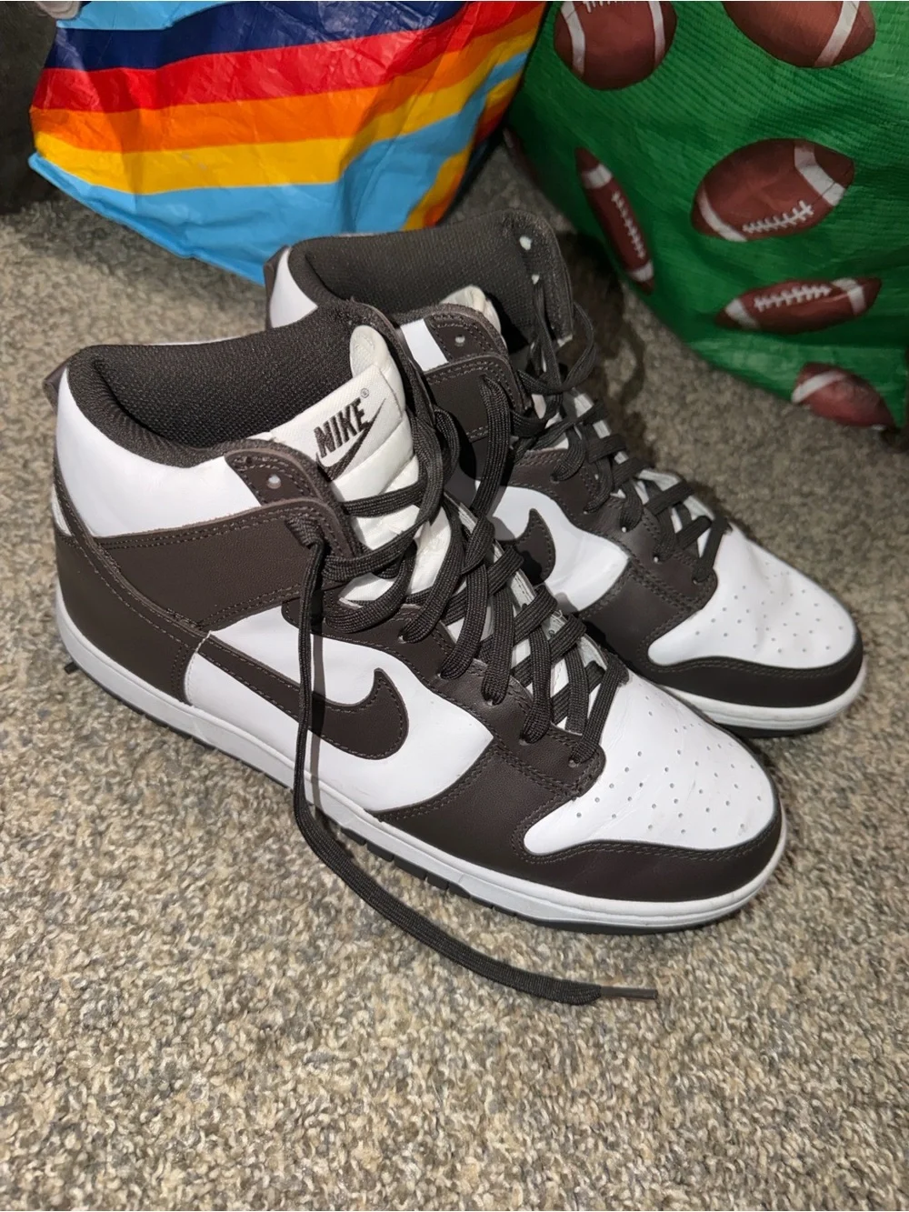 Nike Dunk High Sneakers - White & Dark Brown